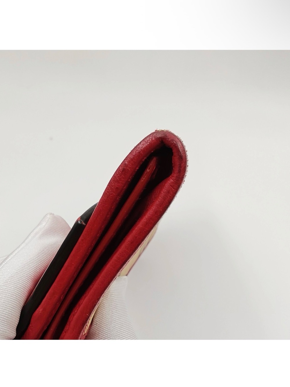 Burberry Red Leather & Classic Beige Check Continental Wallet - Picture 8 of 10